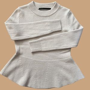 Giordano / Ladies Peplum Sweater Wool Blend Oatmeal Beige Size Small